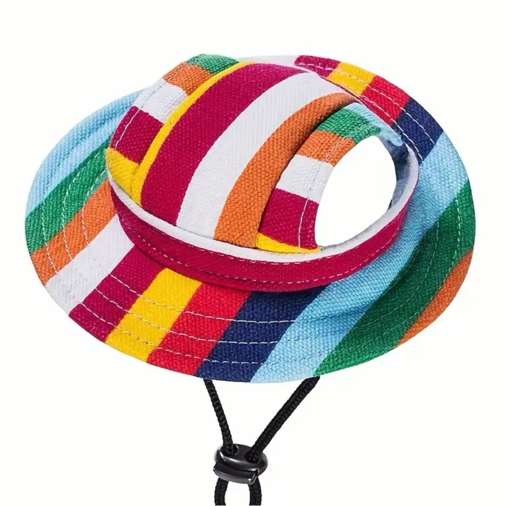 Breathable Adjustable Dog Sun Hat with Ear Holes - Chic Polyester Visor.